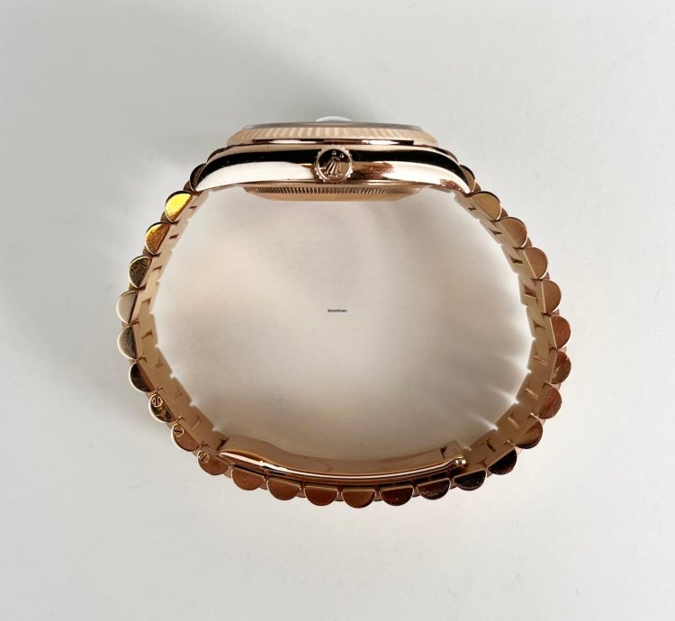 Rolex Day-date 36 36mm Fluted Bezel Everose Gold Chocolate Diamond Dial Presidential Band