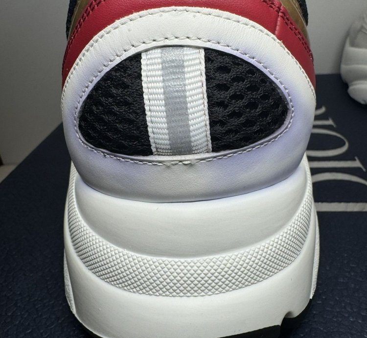 Men Dior B22 White Burgundy Gold Sneakers Size 50