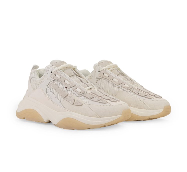 Mixed White Leather Bone Runner Sneakers Size 43