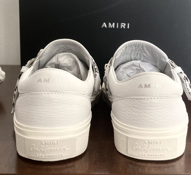 New Amiri Bandana Buckle White Leather Slip On Sneakers Sz 8