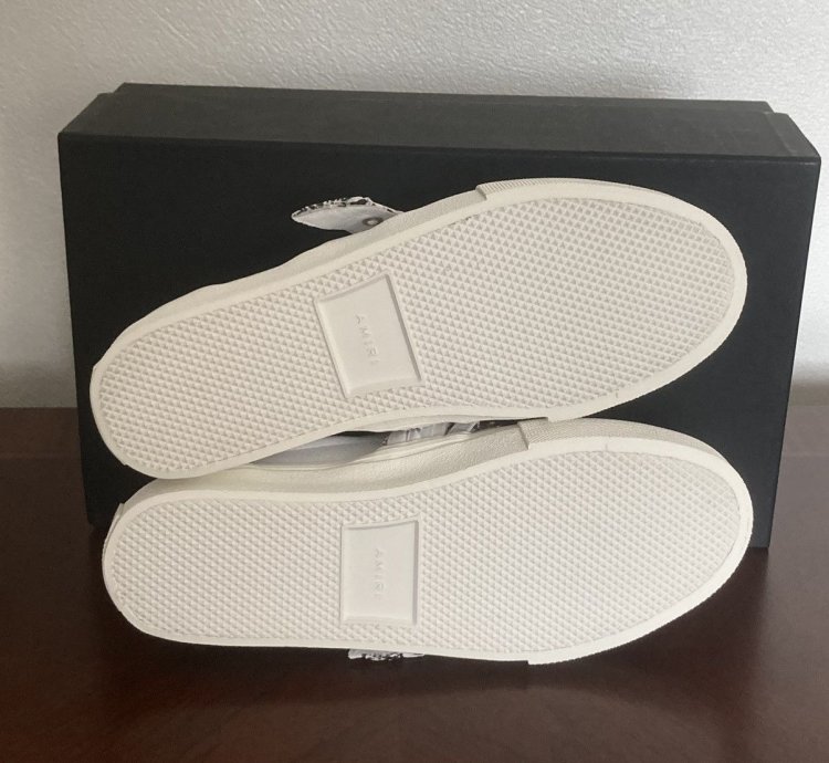New Amiri Bandana Buckle White Leather Slip On Sneakers Sz 8