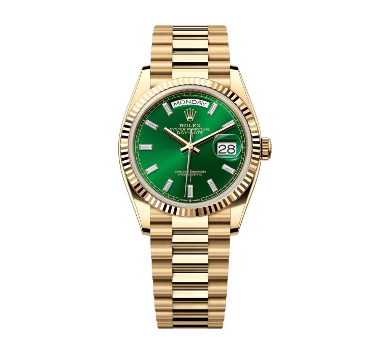 Rolex Day-date 36 36mm New Release 2024 Day-date 36 Green Baguette Dial 128238