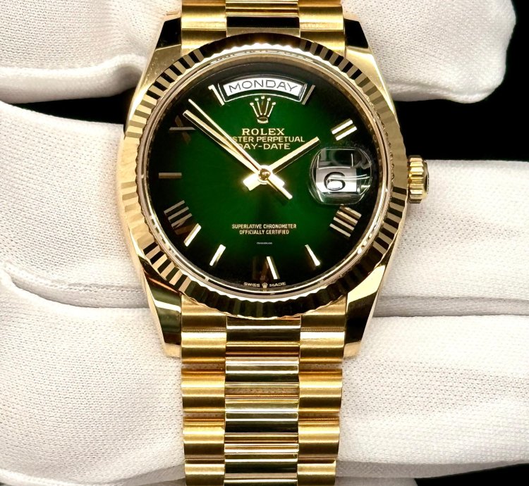 Rolex Day-date 36 36mm New Release 2024 Green Ombre Dial 128238 Box Papers