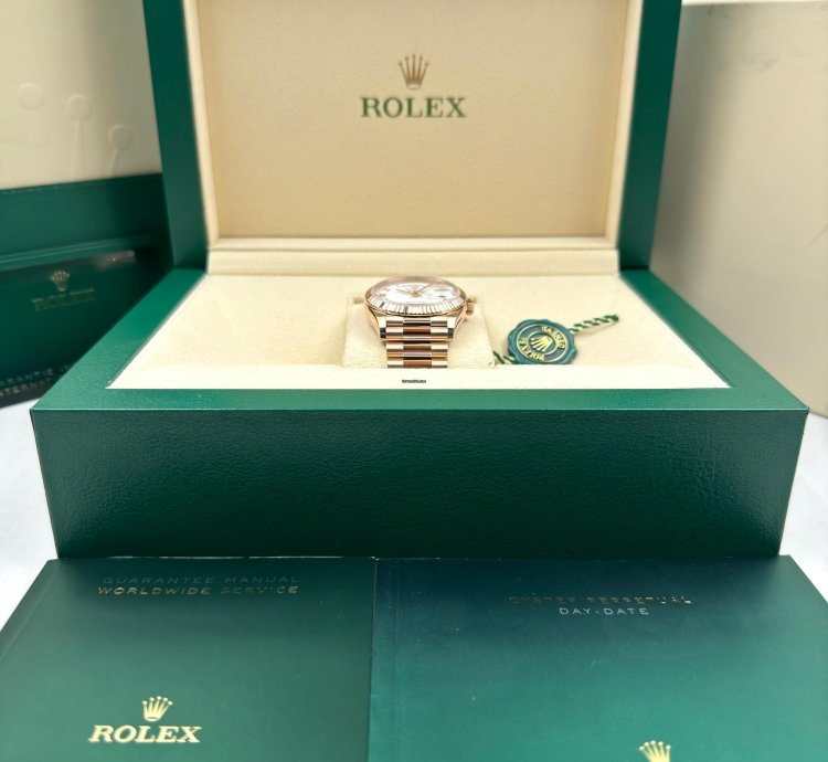 Rolex Day-date 36 36mm White Roman Dial Rose Gold Bracelet 128235 Unworn 2024