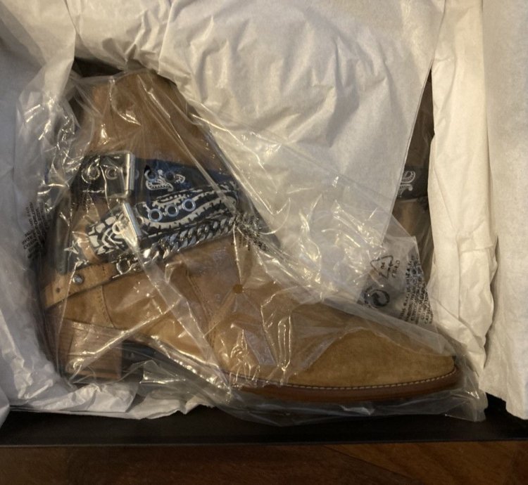 Nib Amiri Bandana Boots Brown Beige 45 Rare