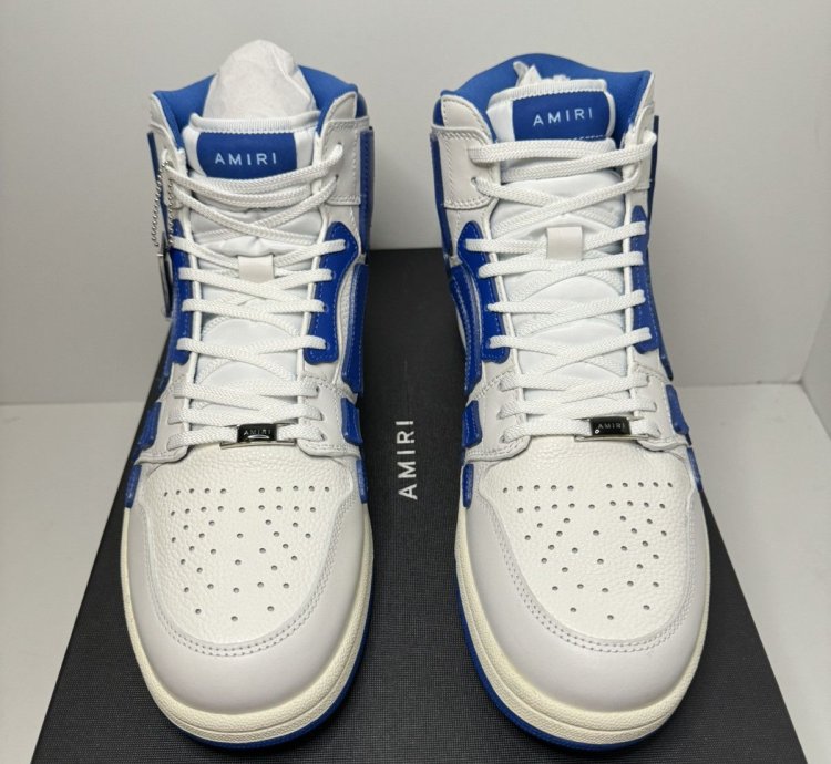 Nib Amiri Skel Top Hi Blue White Sneakers Size 45 12us