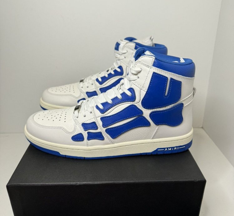 Nib Amiri Skel Top Hi Blue White Sneakers Size 45 12us