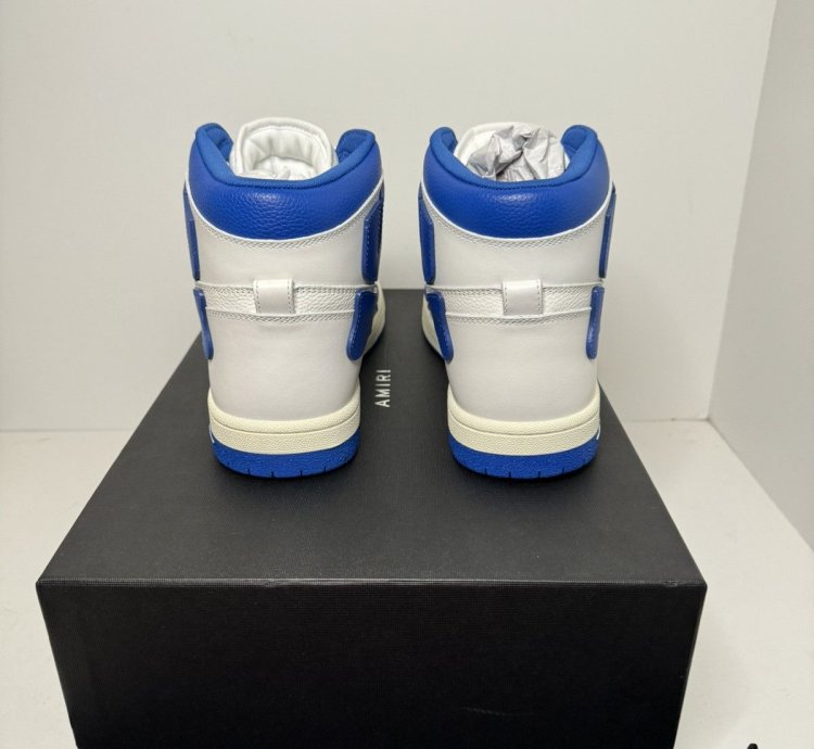 Nib Amiri Skel Top Hi Blue White Sneakers Size 45 12us
