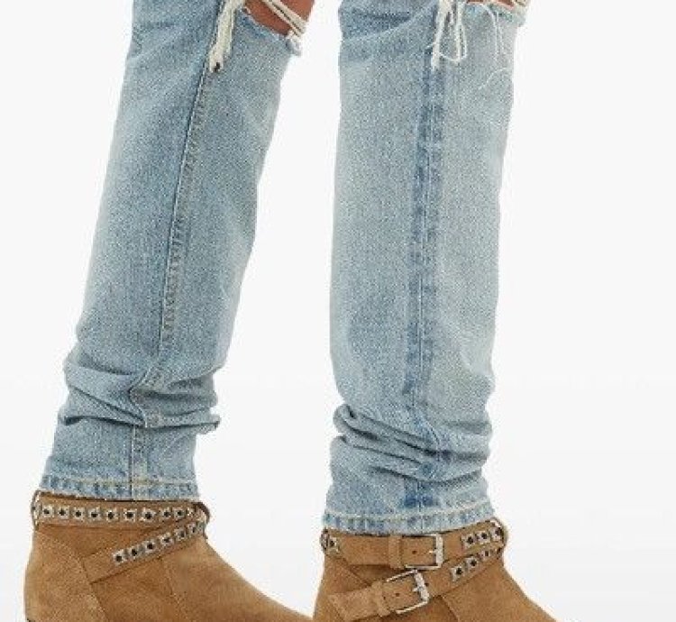 Nib Amiri Tan Jodphur Conch Suede Boots Studs Size 8 41