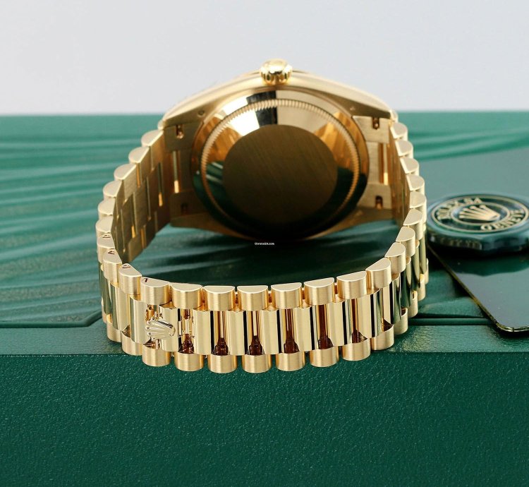 Rolex Day-date 36 36mm Yellow Gold 128238 Green Ombre Roman