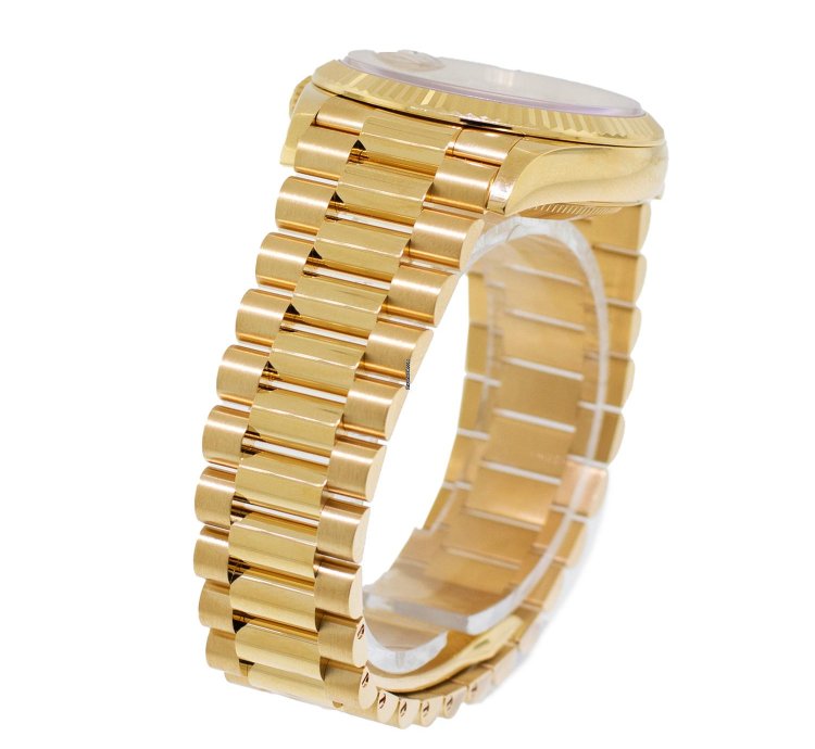 Rolex Day-date 36 36mm Yellow Gold Champagne Diamond Dial Fluted Bezel 128238