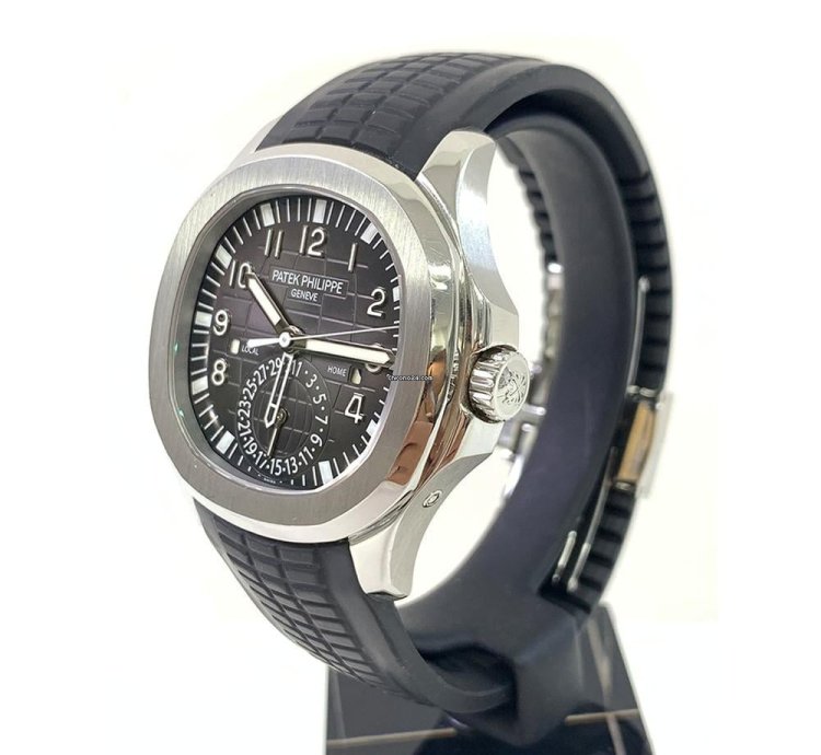 Patek Philippe Aquanaut Travel Time 5164a-001 Stainless Steel With Black Rubber Watch Black Dial 2013