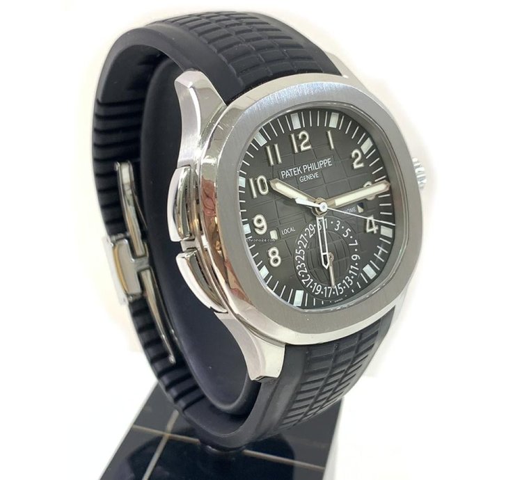 Patek Philippe Aquanaut Travel Time 5164a-001 Stainless Steel With Black Rubber Watch Black Dial 2013
