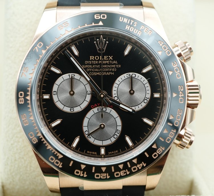 Rolex Daytona 126515ln Cosmograph Daytona 18k Rose Gold Oysterflex Black Dial Complete Set 2024