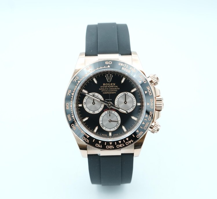 Rolex Daytona 126515ln Cosmograph Daytona 18k Rose Gold Oysterflex Black Dial Complete Set 2024