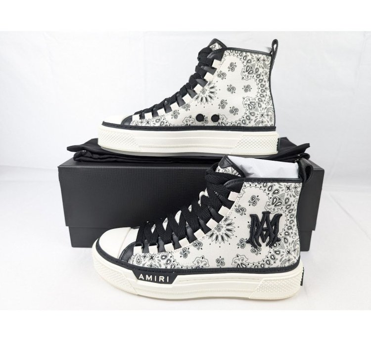 O1rshd1 Bandana Ma Court Hi Top Sneakers In White Black