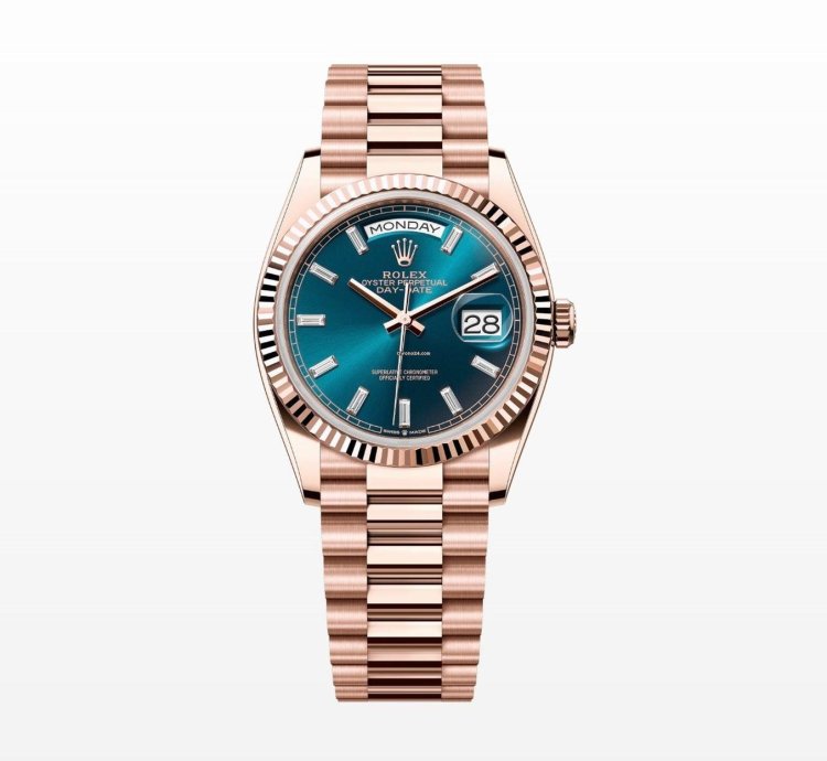 Rolex Day-date 36 Blue Green Diamond Baguette Dial