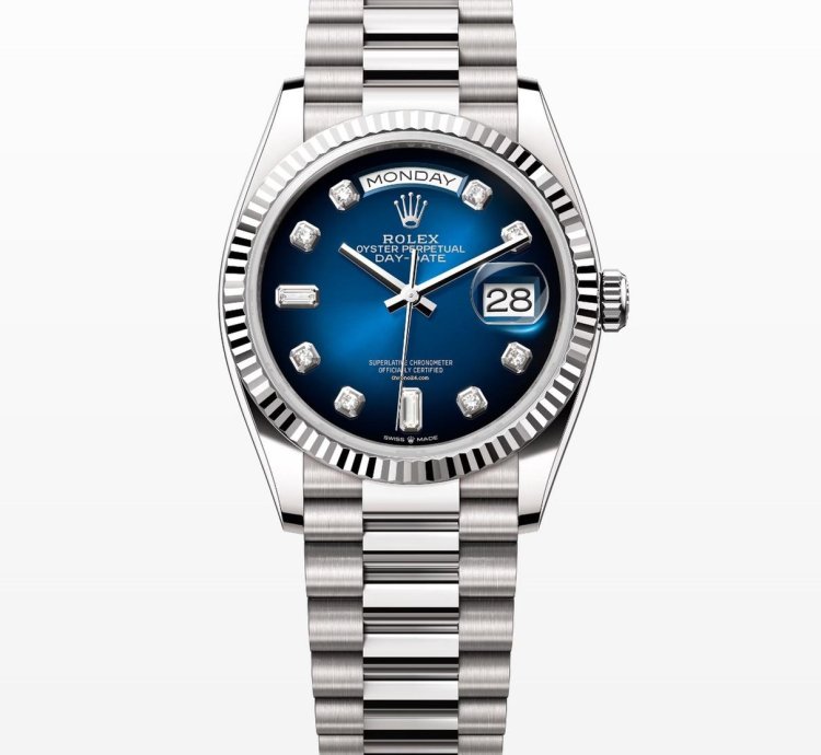 Rolex Day-date 36 Blue Ombre Diamond Dial Unworn