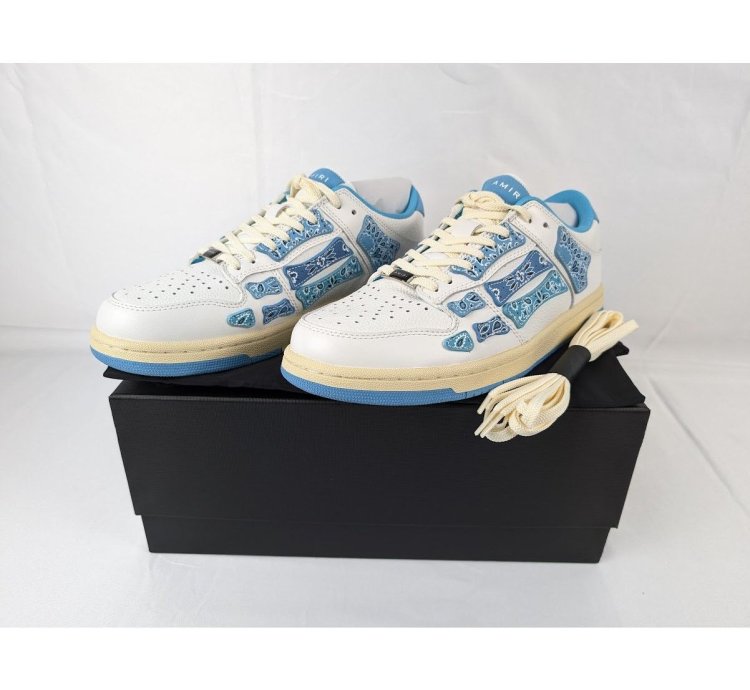 O1rshd1 Bandana Skeleton Top Low Sneakers In White Blue