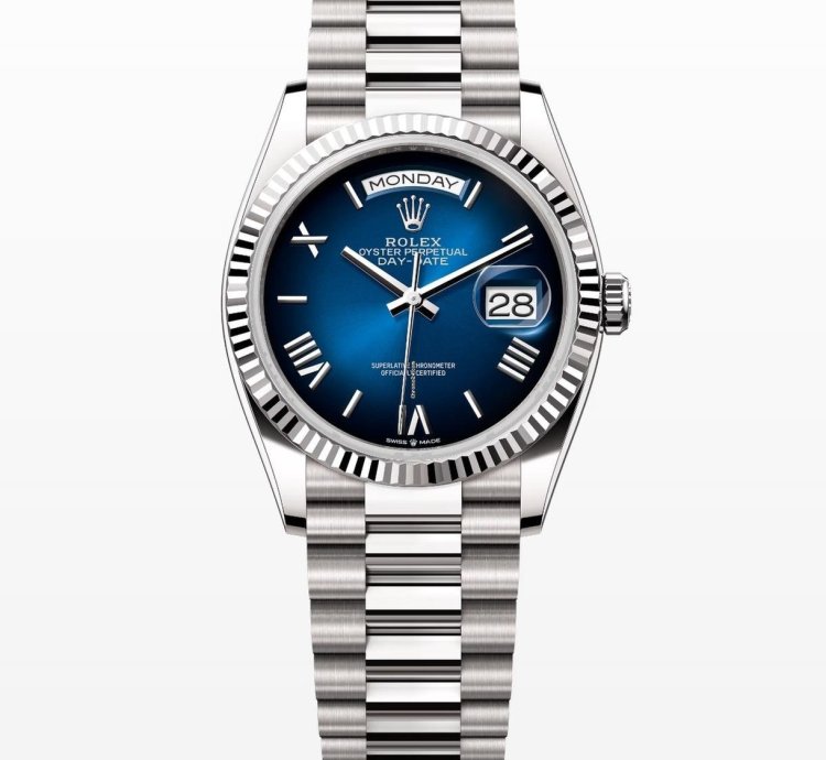 Rolex Day-date 36 Blue Ombre Roman Dial Unworn