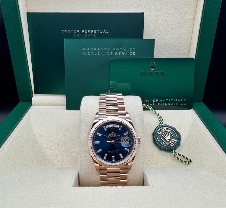 Rolex Day-date 36 Blue-green Diamond Baguette Dial Unworn