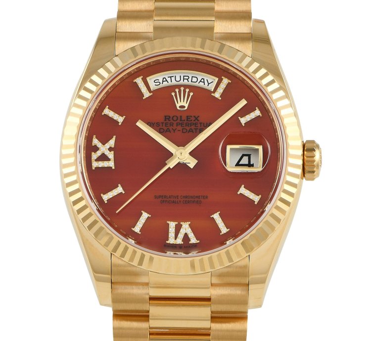 Rolex Day-date 36 Carnelian Diamond Dial Watch 128238