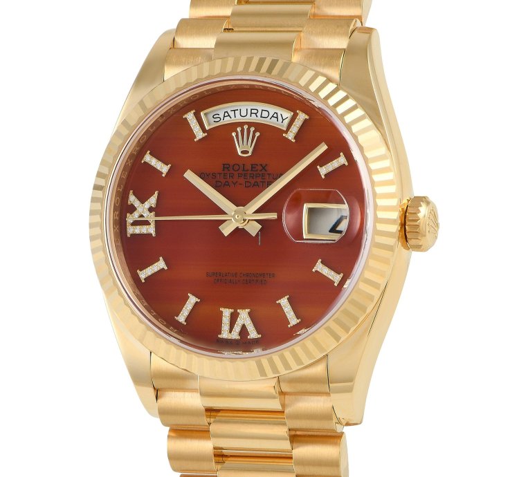 Rolex Day-date 36 Carnelian Diamond Dial Watch 128238