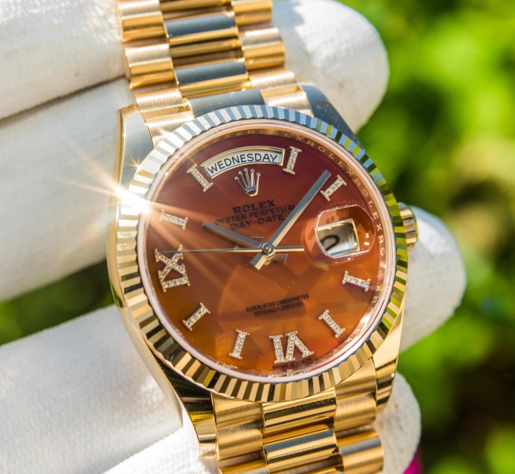 Rolex Day-date 36 Carnelian Diamond Set Dial - 128238