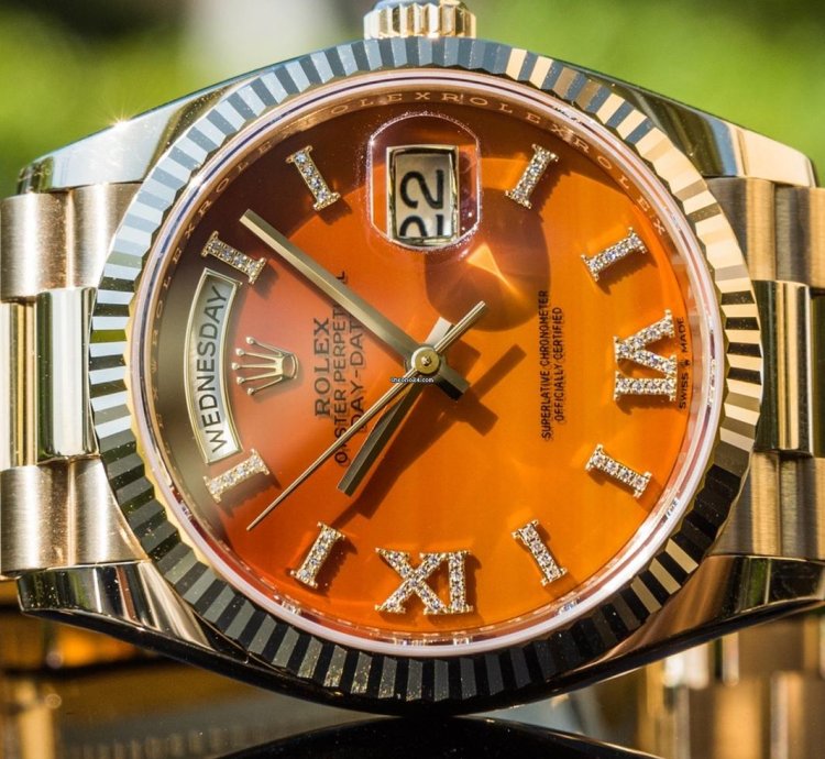 Rolex Day-date 36 Carnelian Diamond Set Dial - 128238