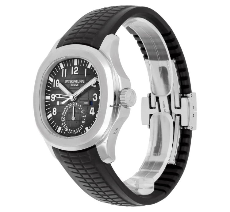 Patek Philippe Aquanaut Travel-time Steel Black Dial Watch 5164a-001 Box Papers
