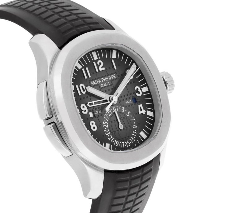 Patek Philippe Aquanaut Travel-time Steel Black Dial Watch 5164a-001 Box Papers