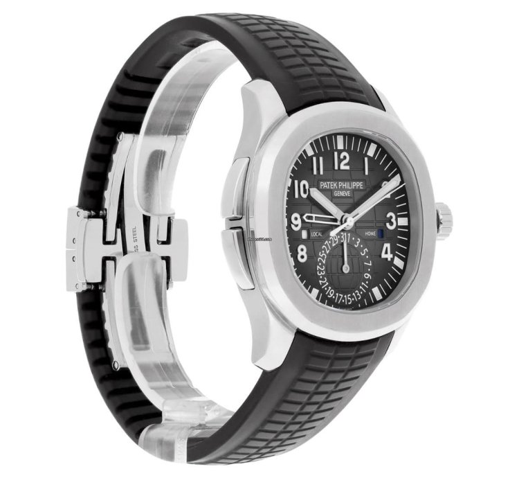 Patek Philippe Aquanaut Travel-time Steel Black Dial Watch 5164a-001 Box Papers