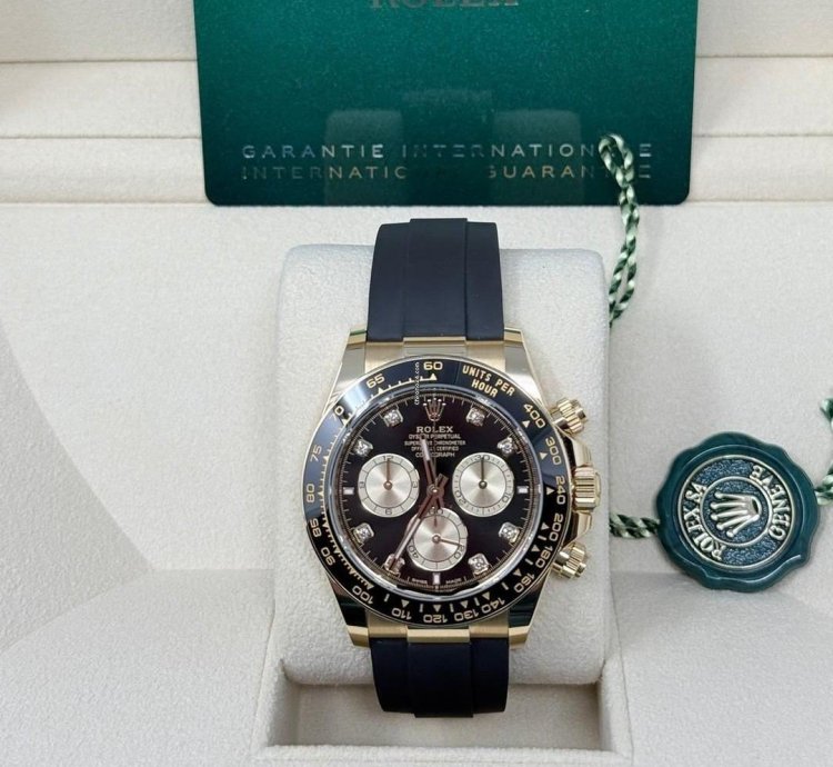 Rolex Daytona 126518ln Daytona 40mm Yellow Gold Ceramic Black Dial Diamond-set Oysterflex