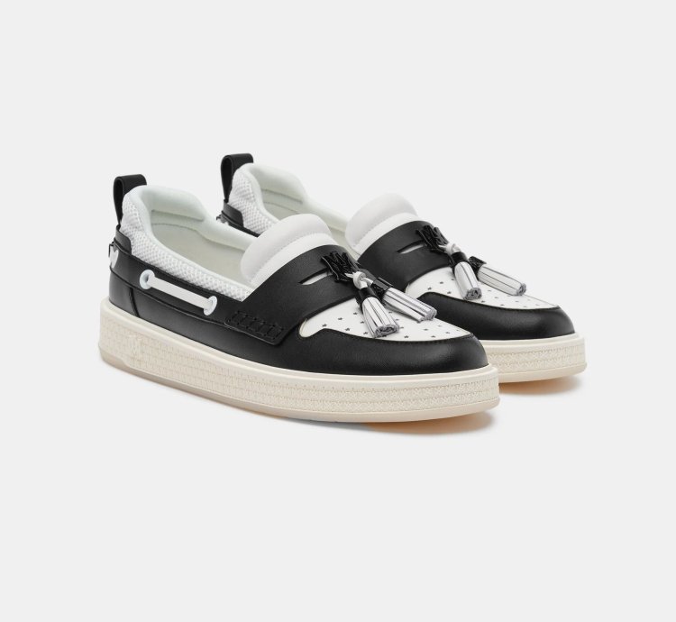 O1s1wg110325 Tassle Hybrid Loafers In White Black