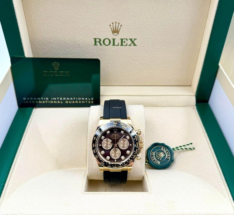 Rolex Daytona 126518ln Yellow Gold Oysterflex Black Diamond Dial Unworn 2024
