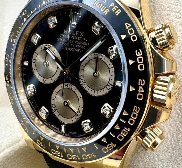 Rolex Daytona 126518ln Yellow Gold Oysterflex Black Diamond Dial Unworn 2024