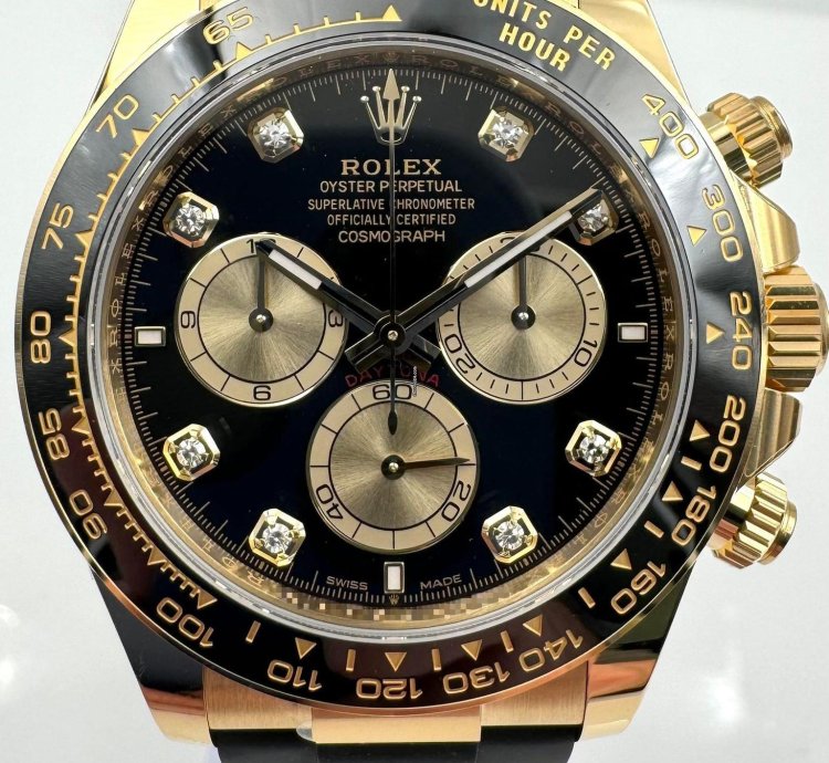 Rolex Daytona 126518ln Yellow Gold Oysterflex Black Diamond Dial Unworn 2024