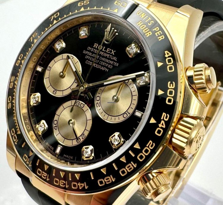 Rolex Daytona 126518ln Yellow Gold Oysterflex Black Diamond Dial Unworn 2024