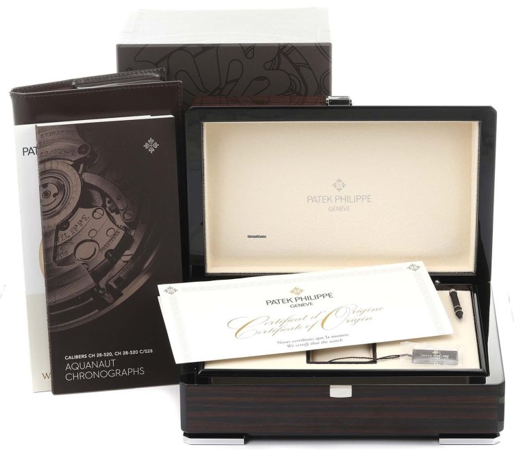 Patek Philippe Aquanaut White Gold Rubber Strap Mens Watch 5968g Box Papers