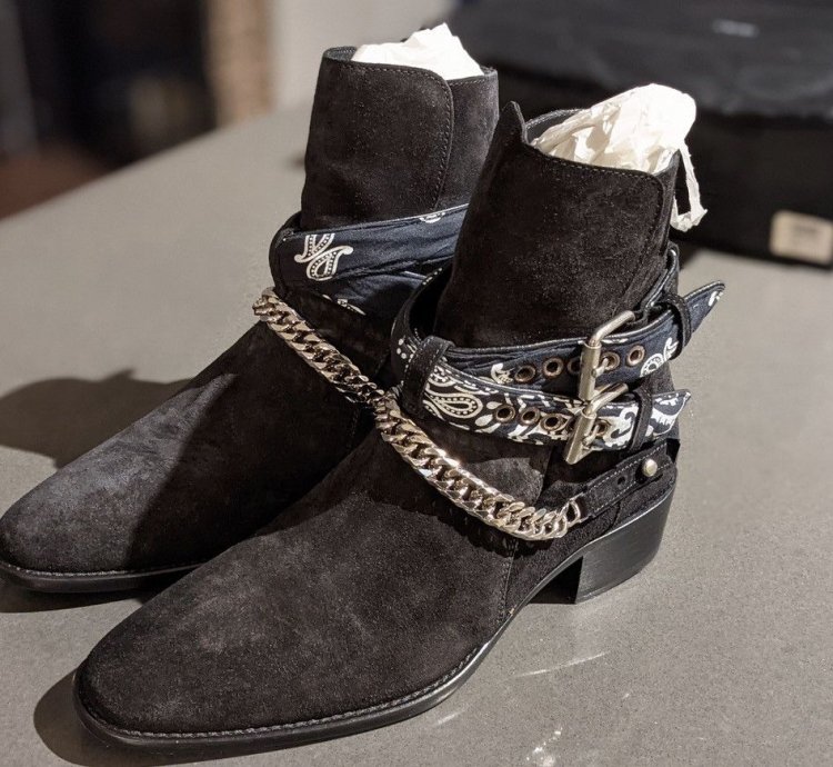 Quick Amiri Bandana Buckle Boots Blk Suede