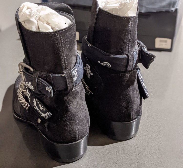 Quick Amiri Bandana Buckle Boots Blk Suede