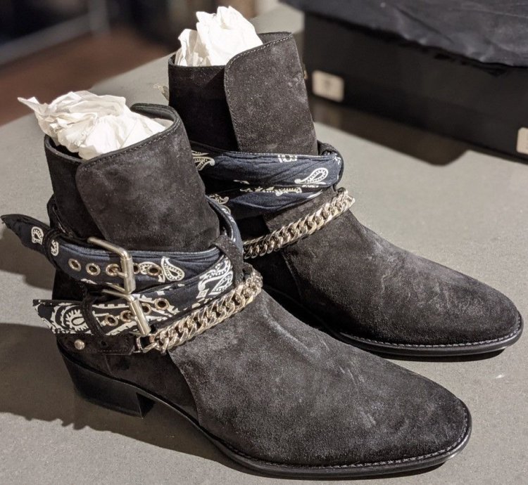 Quick Amiri Bandana Buckle Boots Blk Suede