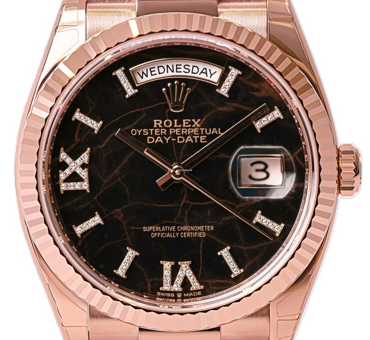 Rolex Day-date 36 Eisenkiesel Diamond Roman