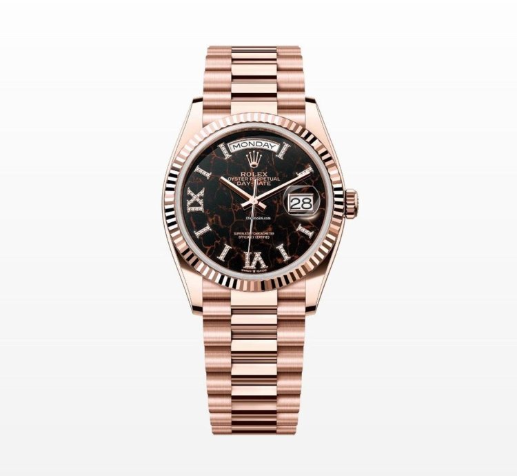 Rolex Day-date 36 Eisenkiesel Roman Diamond Dial