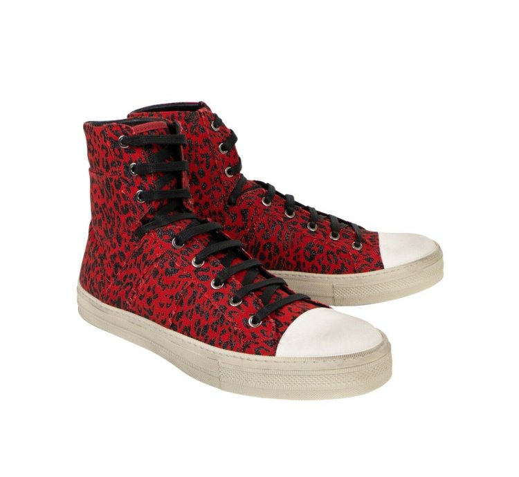 Red Leopard Print Vintage Sunset Sneakers Shoes Size 10