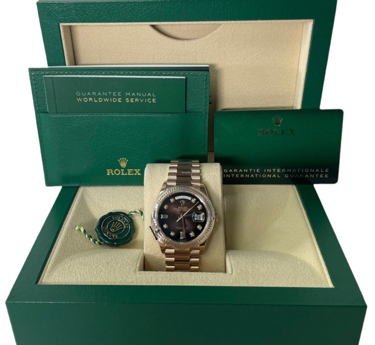 Rolex Day-date 36 Everose Gold Day-date 36 Watch - Fluted Bezel - Brown Diamond Dial 128235