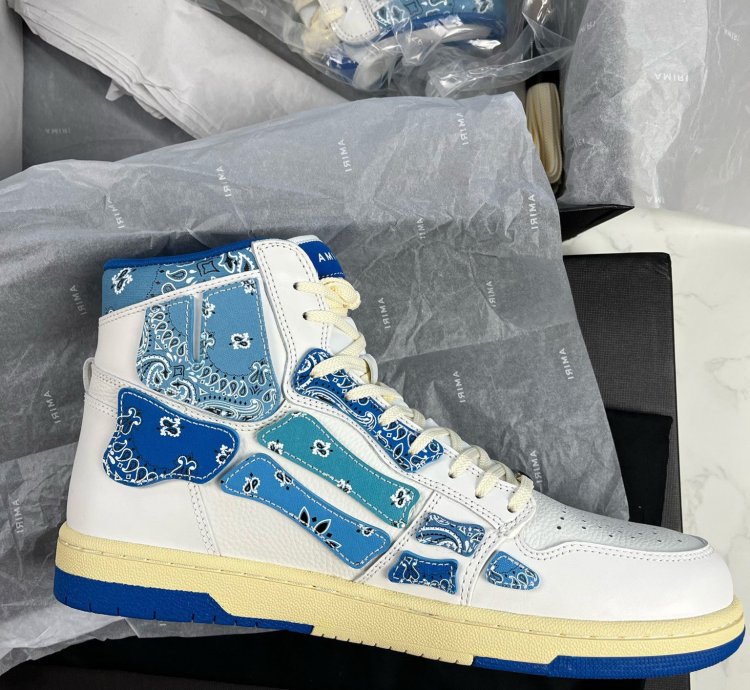 Amiri Skeleton Hi Top Bandana Blue Sneakers