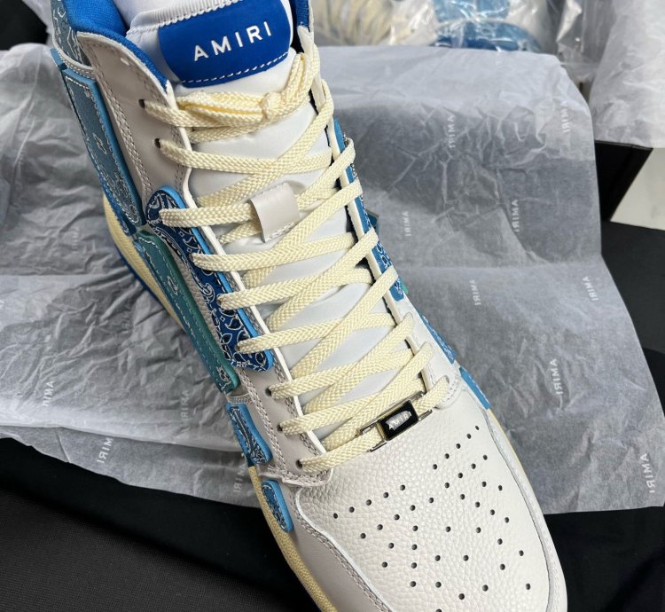 Amiri Skeleton Hi Top Bandana Blue Sneakers