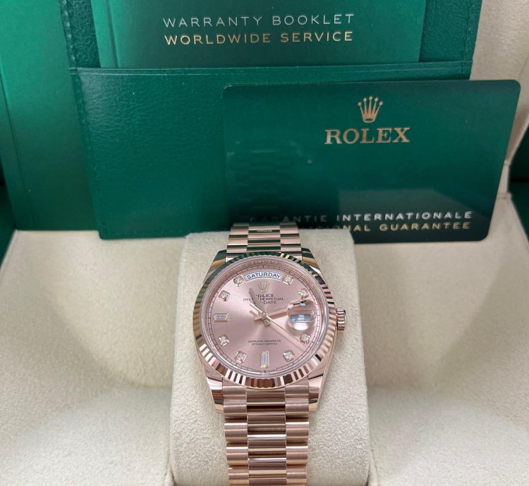 Rolex Day-date 36 Everose Gold Day-date 36 Watch - Fluted Bezel - Ros Diamond Dial - President 128235