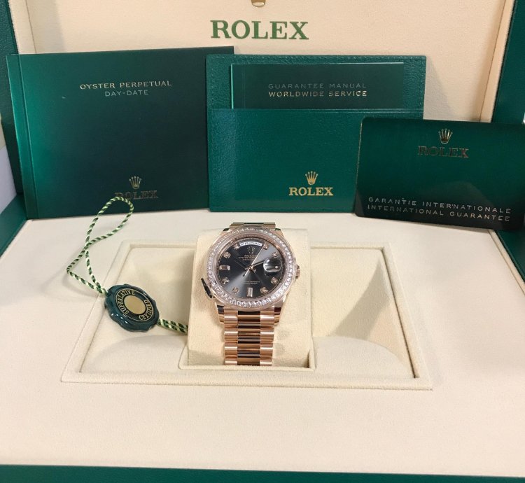Rolex Day-date 36 Everose Gold Diamond President Slate 128345rbr-0052